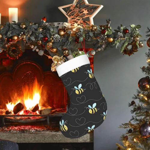 Vista 5 de Calcetines de Navidad con estampado de abejorros para decoración familiar de fiestas de Navidad