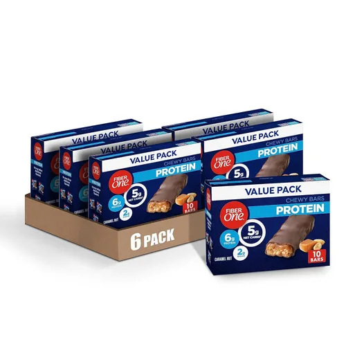 Vista 11 de Barras proteínicas masticables Fiber One, nuez de caramelo, aperitivos proteínicos, 1.17 oz, 5