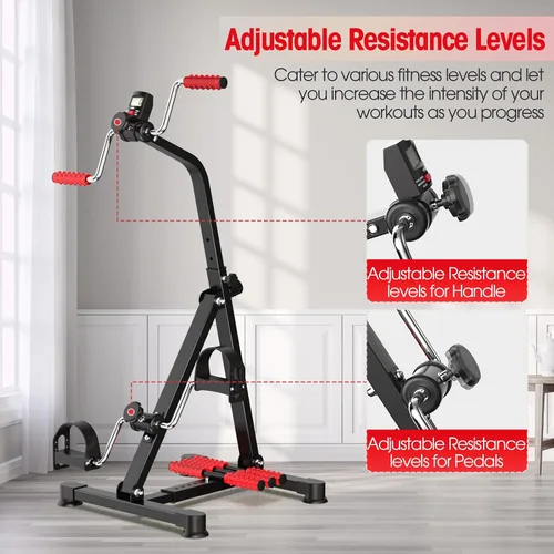Vista 7 de Ejercitador de pedal de rodilla ajustable para personas mayores, equipo de terapia de accidentes cerebrovasculares para adultos, equipo portátil