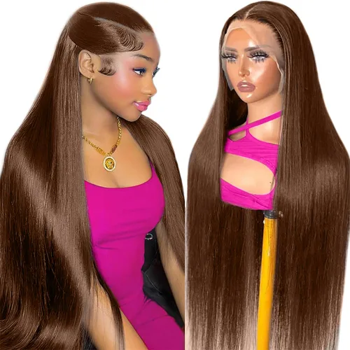 Vista 15 de Peluca de encaje frontal de cabello humano ondulada tipo body wave de 13x6. Peluca de cabello humano predepilada con cabello de bebé. Peluca