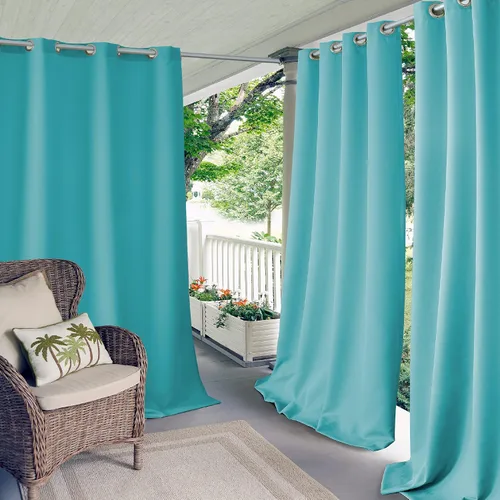 Vista 5 de Elrene Home Fashions Panel de cortina de ventana con ojales y protección UV para interiores y exteriores