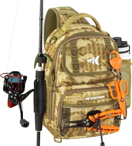 Vista 12 de KastKing Bolsa de Pesca con Eslinga BaitSpace, Mochila de Pesca con Soporte para Caña y Bebidas, Bolsa de Aparejos para Equipo de Pesca