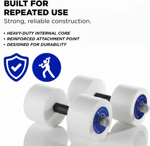 Vista 8 de THERABAND Pesas de agua, mancuernas acuáticas para fitness en la piscina, 2 pesas de espuma con agarre acolchado para aeróbicos acuáticos, terapia
