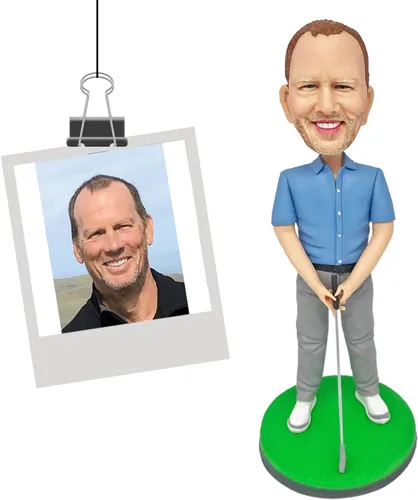 Vista 4 de Figuritas personalizadas de bobblehead de golfista para regalo para hombre, regalos personalizados del día de San Valentín a partir de fotos Golfer
