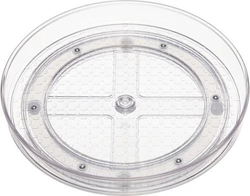Vista 10 de Amazon Basics Lazy Susan - Organizador giratorio para especias y condimentos, 9 pulgadas de diámetro, 2 niveles, transparente