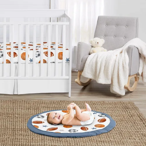 Vista 2 de Sweet Jojo Designs Tapete de juego deportivo para niño, tapete de juego para bebé, actividad de boca abajo, tapete de juego infantil para parque