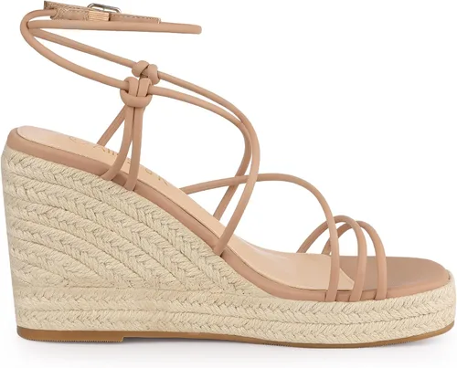 Vista 6 de Allegra K Sandalias de plataforma para mujer con tacón de cuña y tiras