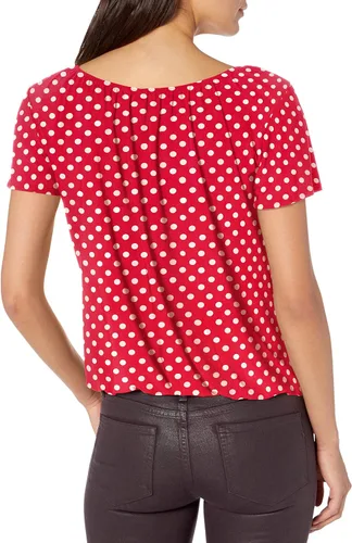 Vista 2 de Star Vixen Top campesino de manga corta con abertura y dobladillo de burbujas para mujer