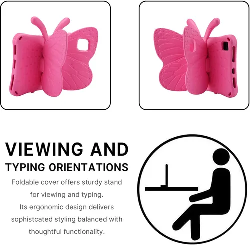 Vista 36 de FW Fire 7 - Funda para tablet para niños, Amazon Fire 7 2022, funda de mariposa con luz de atril, EVA, protección contra caídas, resistente, a