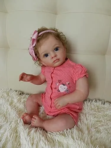 Vista 3 de Pedolltree Ropa de muñeca de bebé Reborn de 22 pulgadas, mono rosa dulce para muñeca recién nacida de 20 a 22 pulgadas