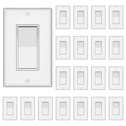 Vista 16 de ThunderWay - Interruptor de luz para decoración de 3 vías con placas de pared, 15 A 120/277 V, interruptores basculantes de pared Decora de tres