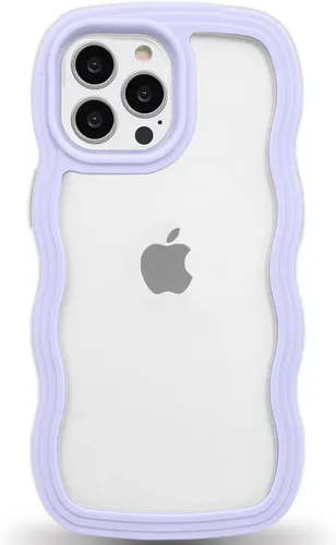 Vista 83 de Anuck Funda para iPhone 13 Pro con borde ondulado, diseño trasero transparente, agarre antideslizante, forma de marco rizado ondulado, a prueba