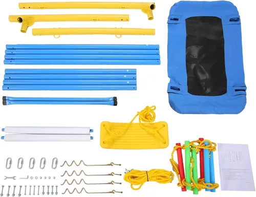 Vista 6 de Juegos de columpios para patio trasero de 550 libras – 3 en 1 multifunción para niños, juego de columpios para exteriores de servicio pesado, marco