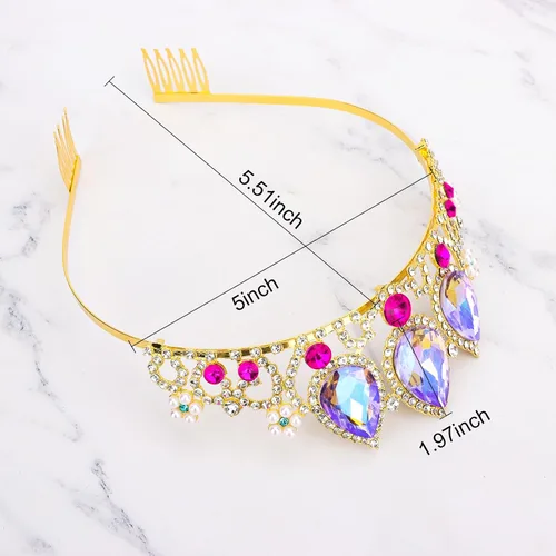 Vista 8 de CIEHER Rapunzel - Corona de princesa para niñas, diadema multicolor para fiesta de cumpleaños, cosplay de sirena
