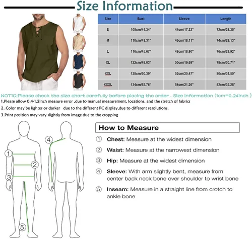 Vista 6 de Camiseta sin mangas de algodón y lino para hombre, ligera, con botones, ajuste sencillo