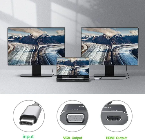Vista 5 de ONTEN Adaptador USB C a HDMI VGA (2 en 1)