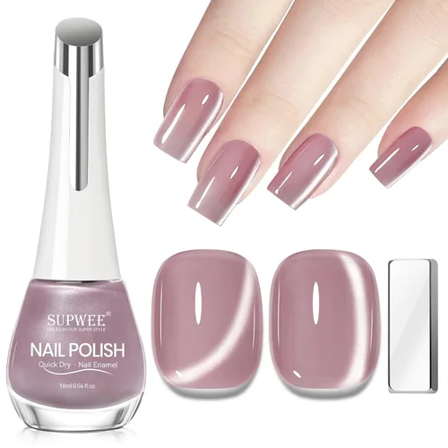 Vista 19 de Esmalte de uñas de ojo de gato con perla de sirena, secado rápido, esmalte de uñas magnético sin gel con imán, esmalte de uñas de ojo de gato