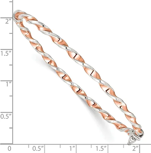 Vista 3 de ICE CARATS Pulsera de plata de ley 925 con bisagras de 0.118 pulgadas en tono rosa, joyería fina para mujer, regalos para ella, Plata de ley