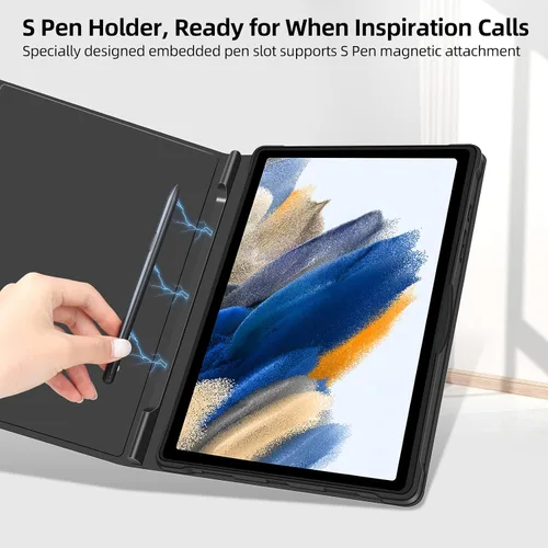 Vista 3 de JUQITECH Funda de teclado retroiluminada para Samsung-Galaxy-Tab A8 10.5 2022, funda magnética fuerte para libros, funda suave desmontable teclado