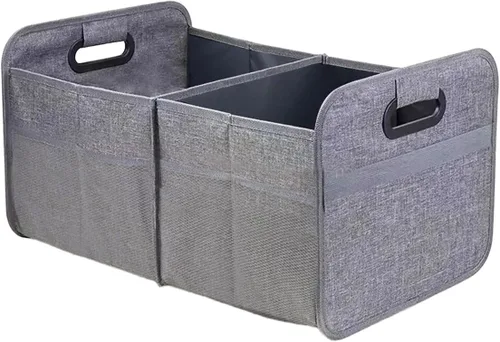 Vista 7 de Organizador de maletero de coche, caja de almacenamiento auto plegable de múltiples compartimentos con 4 bolsillos, contenedor de maletero de coche