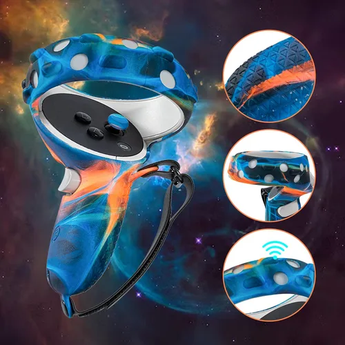 Vista 4 de for Oculus Quest 2 Silicone Case Accessory with VR Case Cover, Silicone VR Face Cover Pad and Quest 2 Touch Controller Grip Cover, Lens Cover