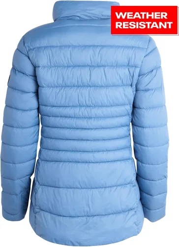 Vista 6 de Reebok Chaqueta para mujer, abrigo ligero acolchado, cuello protector de tormentas, abrigo rompevientos para mujer, S-XL