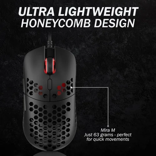Vista 3 de HK Gaming - Mira M - Mouse para juegos ultraligero con 6 botones, 2.1 onzas
