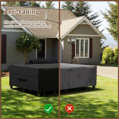 Vista 7 de MR. COVER Fundas de mesa de patio para muebles de exterior, fundas de muebles de patio, impermeables, resistentes, 115 pulgadas de largo x 76