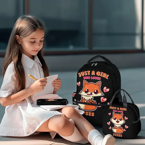 Vista 2 de Fox Mochila de regreso a clases para niños y niñas, mochilas azules de 16 pulgadas para niños, mochila de dibujos animados para primaria, 2-3