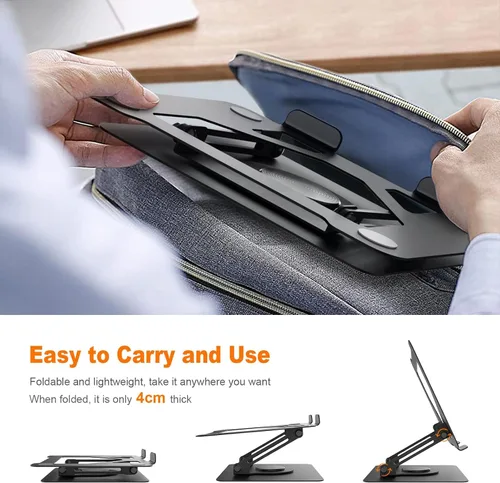 Vista 9 de Soporte giratorio para laptop de 360° para escritorio Ergonómico, altura ajustable, ahueca hacia fuera la estructura estable de la disipación