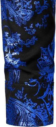 Vista 6 de ZEROYAA Camisa de vestir de cachemira de lujo para hombre, con estampado floral brillante, camisas con botones para fiesta de graduación