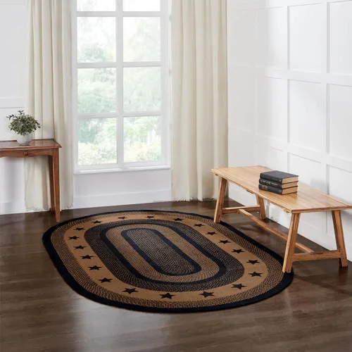Vista 5 de VHC Brands 10713 - Alfombra ovalada de yute para cabina de té, Tela