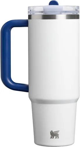Vista 3 de STANLEY Quencher ProTour - Vaso con pajilla, 30 onzas, color blanco y azul Equipo Blanco Azul Oscuro