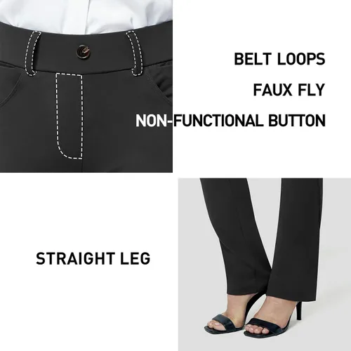 Vista 5 de M MOTEEPI Pantalones de vestir de yoga para mujer de 31, 29, 33 pulgadas, cintura alta, pantalones de trabajo, pantalones de negocios