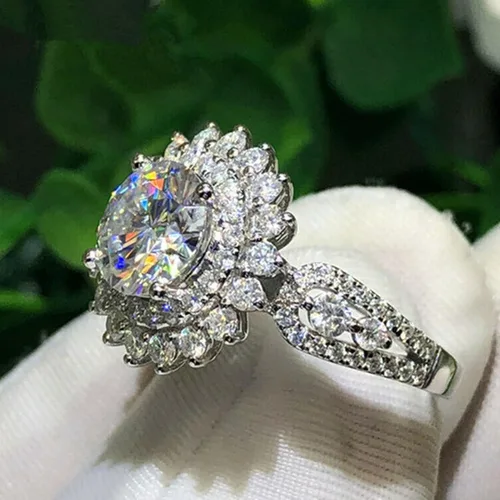 Vista 25 de Iumer - Anillo de zircón de dos piezas con incrustaciones de diamantes de imitación artificiales para mujer, talla 6-10.