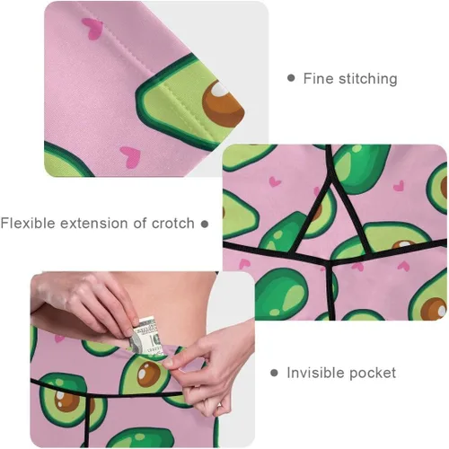 Vista 3 de JUNZAN Healthy Food Avocado Print Leggings for Women Lightweight Booty Pants for Fitness XS