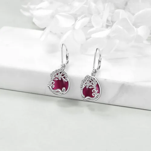 Vista 62 de Aretes colgantes con forma de lágrima de filigrana de piedra lunar de plata de ley 925 con cierre de palanca para mujer, regalos de joyería