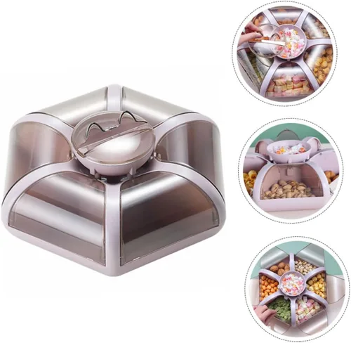 Vista 5 de DOITOOL Bandeja de almacenamiento de bocadillos, tipo flor, caja de dulces de frutas, platos de frutas secas, contenedor de almacenamiento