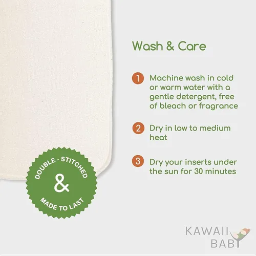 Vista 5 de KaWaii Baby Inserto de pañales de tela de etiqueta premium, 5 capas, lavable, reutilizable, uso con pañal de tela de tamaño único, paquete de 10