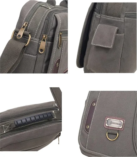 Vista 5 de Bolso de mano para hombre, bolso de hombro pequeño de lona, bolso de mensajero, bolsa de viaje, bolsa de trabajo para hombre