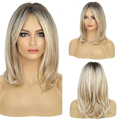 Vista 6 de HAIRCUBE Pelucas largas de color marrón oscuro con reflejos para mujer, peluca de pelo sintético rizado ondulado para uso diario