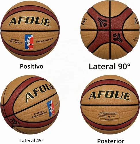 Vista 5 de Color rojo y marrón bloqueado 12 paneles de baloncesto calidad PU