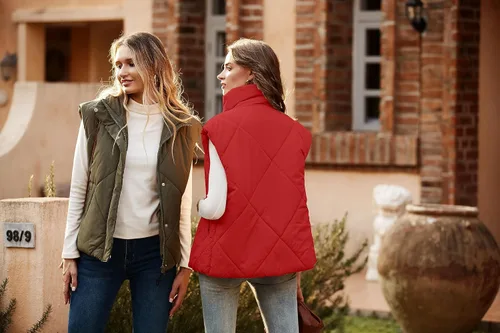 Vista 5 de MEROKEETY Chaleco acolchado de invierno para mujer 2024 con cuello alto, con cremallera, con bolsillos