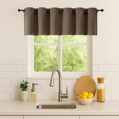 Vista 265 de Simplebrand Juego de 2 paneles de cenefa aguamarina para ventana de cocina de 14 pulgadas de largo, cortinas de oscurecimiento de habitación