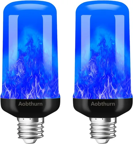 Vista 8 de aobthurn Bombillas de llama, 4 modos de luz LED con efecto de llama, base E26, bombilla parpadeante, bombillas de fuego para fiesta en casa