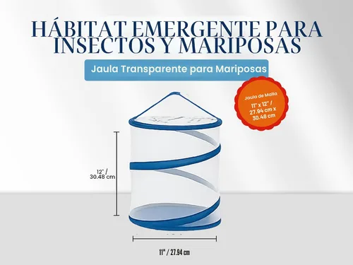 Vista 3 de Jaula de red de hábitat de mariposa de 11 x 12 pulgadas, caja de malla fácil de instalar para insectos