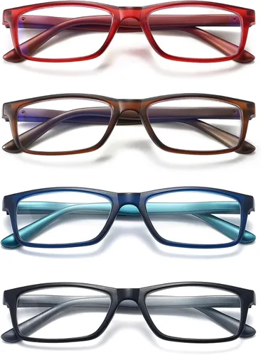 Vista 9 de Lentes de lectura con bloqueo de luz azul para hombres y mujeres, marco rectangular, lectores de computadora con bisagra de resorte