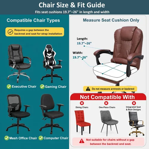 Vista 5 de NeColorLife Funda de asiento grande para silla de oficina de 19.7 a 26 pulgadas, funda elástica para sillas ejecutivas y de juegos, lavable