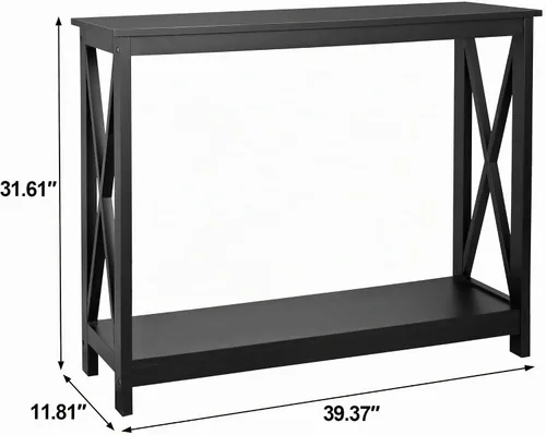 Vista 3 de ZENY Mesa consola, mesa de entrada, mesa de sofá estrecha con estantes de 2 niveles, mesa de entrada para sala de estar, entrada, pasillo, vestíbulo
