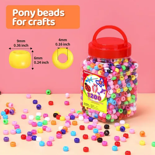 Vista 2 de Eppingwin 1200 cuentas de pony + limpiapipas de 12 pulgadas para manualidades